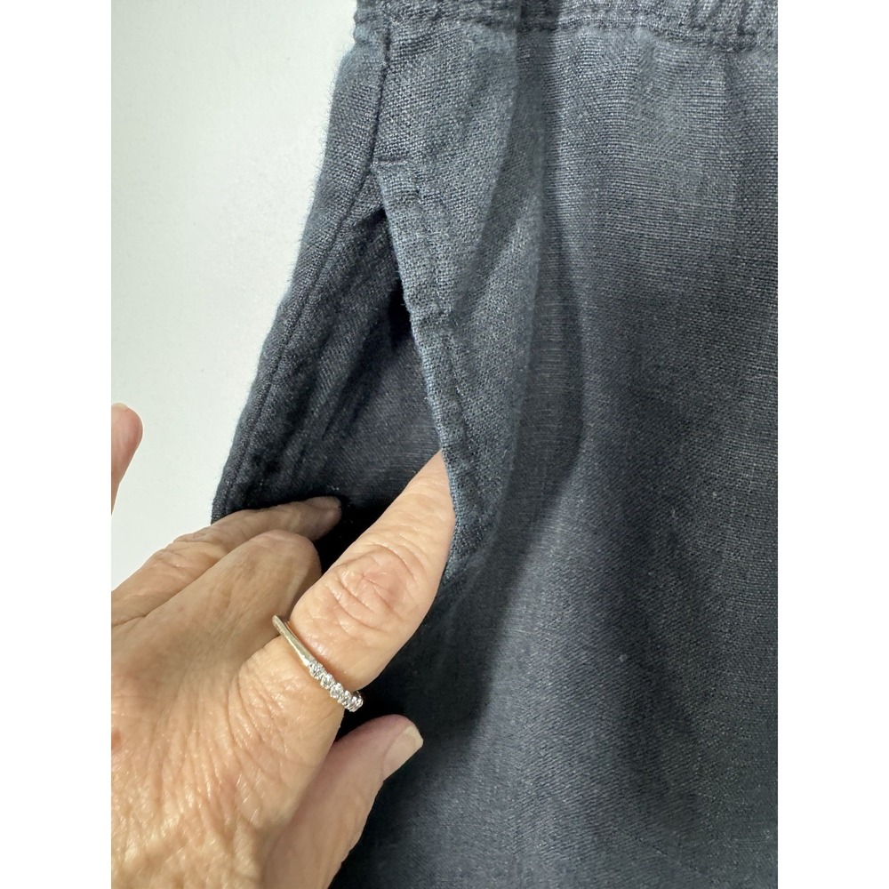 J. Jill Women's Pull On Cropped Wide Leg Linen Pants Size LT Black Lagenlook - Picture 4 of 11